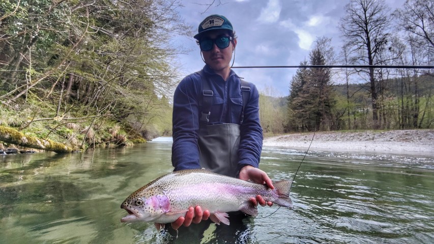 Rainbow April fishing.
